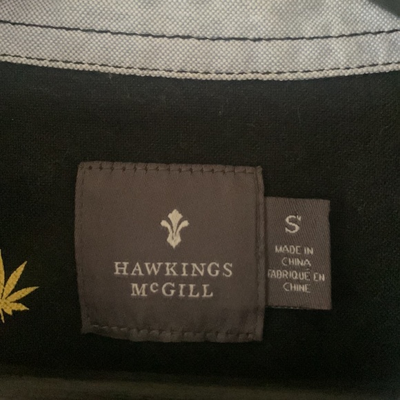 Men’s Long sleeve button up - Black with leaf print/pattern - Picture 6 of 7